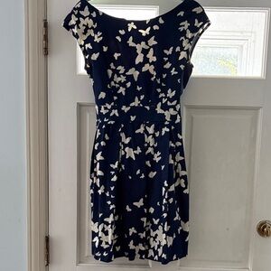 ModCloth Closet UK 16 Pleated Whimsical Butterfly Print Navy & White Dress